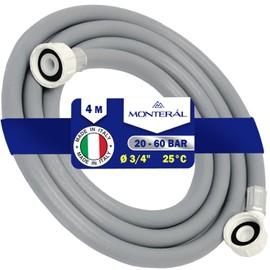 Inlet Hose Washing Machine and Dishwasher 4 m Water Hose for Temperatures up to 25°C Pressure from 20 to 60 Bar with Angle and Straight Safety Valve Diameter 3/4 Inch Made in Italy MONTERAL