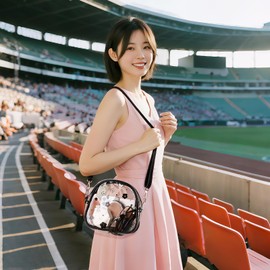 TINYAT Women's Clear Bag, Shoulder Crossbody Bag, Waterproof, Lightweight, Cute, Transparent, Stadium Approved Vinyl, Shoulder Bag, Concert, Travel, Work, black/T5255