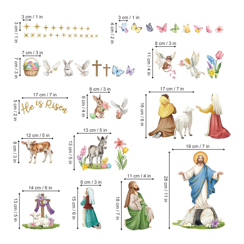 decalmile He is Risen Easter Double Sided Window Clings Christian