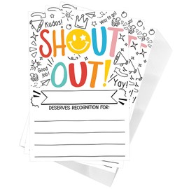 50Pcs Shout Out Card, Appreciation Cards for Teachers Students Employees Office Staff, Kudos Cards Team Classroom Good Behavior Incentive, Motivational Card for School or Workplace (Smiley Face)