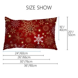 Gold Red Snowflakes Christmas Pillow Cases Stardard Size Set of 2 Microfiber Pillowcases with Hidden Zipper Soft Comfortable Bed Pillow Covers (20x26 Inches)