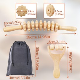 DGMI Fascia Stick Wooden Massage Roller, Pack of 2 Beech Wood Fascia Stick, Premium Massage Roller, Fascia Roller, Wood, Massage Roller Massager for Legs, Neck, Muscle Relaxation, Body Shaping