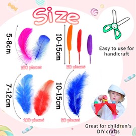 Feathers,Feathers for Crafting,300 Pcs 4 Styles Natural Feather,5-15 cm Colorful Craft Feathers for Kindergarten DIY Crafts Wedding Home Party Decorations Dream Catcher Supplies (Color)