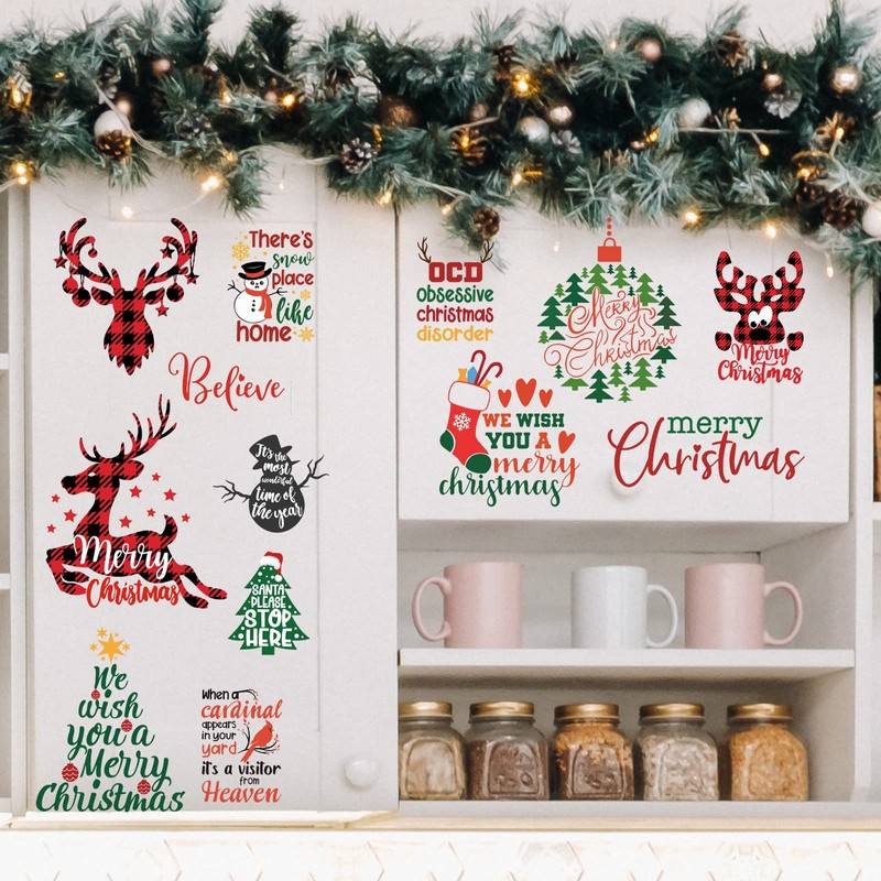 20 Pieces Christmas Wall Stickers Christmas Window Clings Decals Decoration