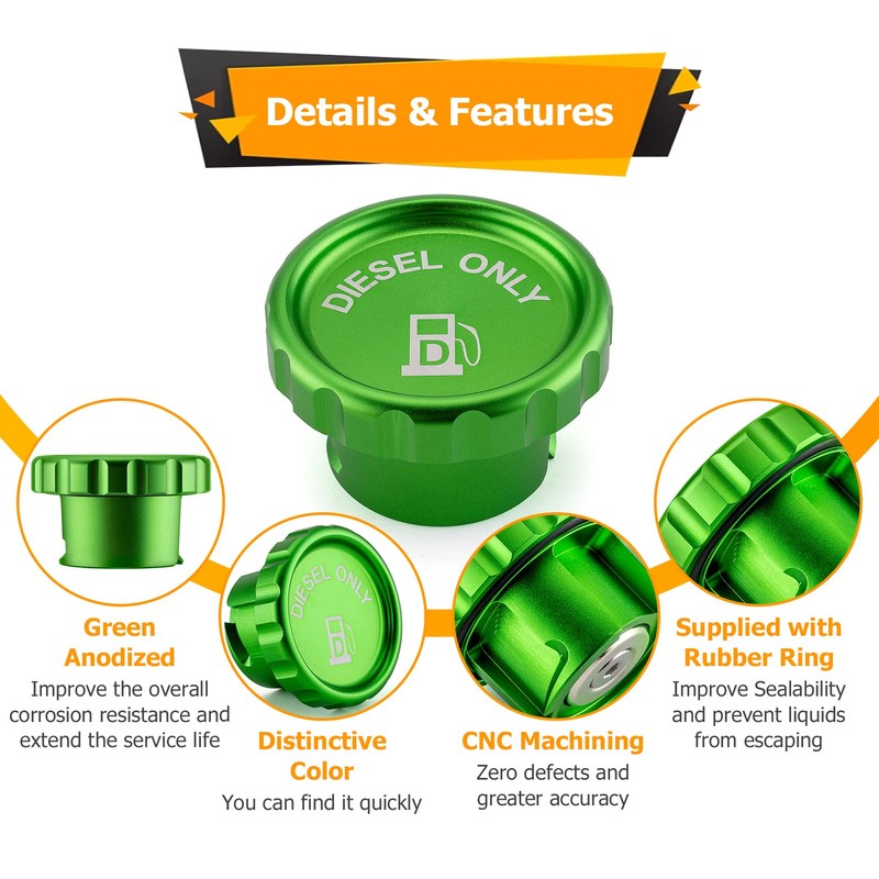 WeiSen Diesel Fuel Cap Aluminum Compatible with Dodge Ram 1500
