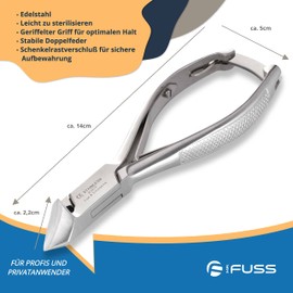 Mr. Fuss® Head Cutter Nail Clippers for Toenails 14 cm Stainless Steel Curved Blade 22 mm