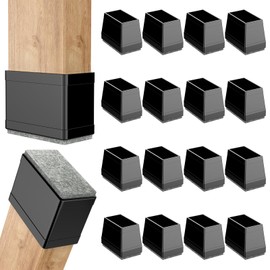 Rectangle Chair Leg Protectors for Hardwood Floors,16 PCS Silicone Covers to Protect Wood Tile Floors Felt Pads Furniture Leg Caps Reduce Noise. Easy to Move.(Black,0.5 x 1.5 Inch,Rectangular)