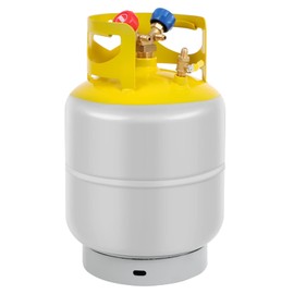 Cuilvu Refrigerant Recovery Tank 30 LB with 1/4 SAE Y-Valve Reusable Cylinder Tank Without Float Switch Gray Yellow