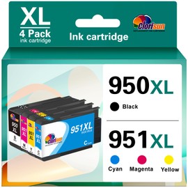 Clorisun 950XL 951XL Ink Cartridges Combo Pack Compatible for HP 950 951 Ink Cartridges for HP OfficeJet pro 8600 8610 8620 8100 8625 8630 8615 8660 276DW Printer(Black, Cyan, Magenta, Yellow, 4 Pack)