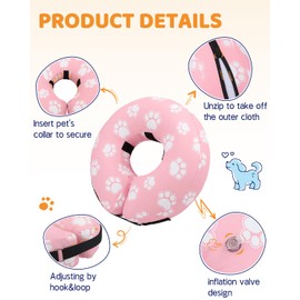 Supet Supet Inflatable Dog Cone Collar Alternative After Surgery, Dog Neck Donut Collar Recovery E Collar for Neuter, Soft Pet Cone for Small Medium Large Dogs