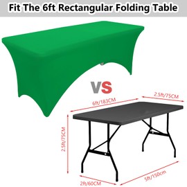 Zdada 6ft Stretch Table Cover Spandex Table Cloth Tight Fitted Tableclothes Rectangular Trestle Table Cover Banquet Wedding Exhibitions Cocktail Craft Table Cover-Green