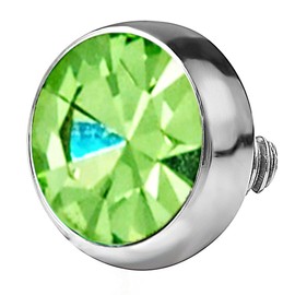 14g 316L Internally Threaded Ultra Thin Flat Disc Light Green 4.4 mm Gem Top for Dermal Piercing
