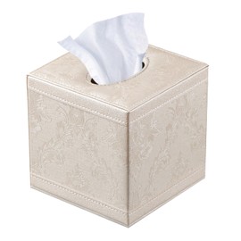 Tissue Box Cover Square, Upgrade 99% Compatible Large Size, Modern Tissue Box Holder for Napkin Facial Paper, Leather Dryer Sheet Dispenser Organizer for Bathroom Vanity Countertop, Night Stand