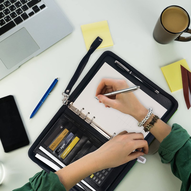 GraduationMall A5 Writing Case with Ring Binder Zip Portfolio Clipboard