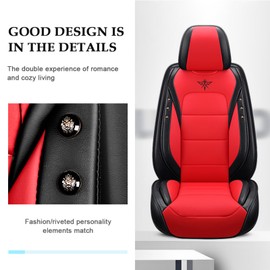 PANG DOU Seat Covers Custom Fit for Dodge Charger 2006-2023, Standed Full Set Leather seat Covers Cushion, Waterproof Car Seat Cover Full Set, Automobile Interior(Black Red)