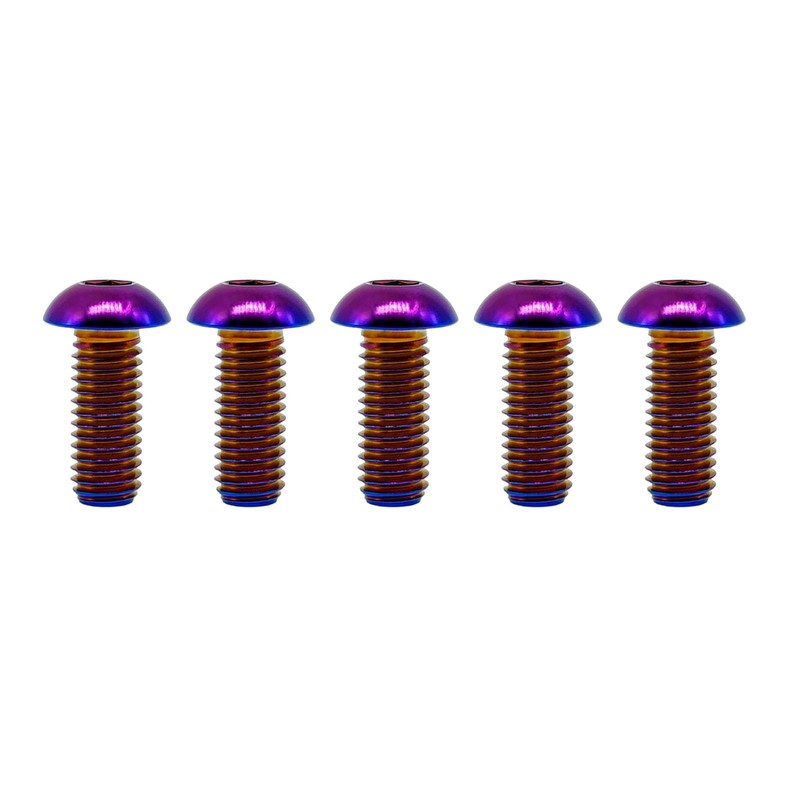 RISON-Titanium M5X10mm Titanium Screws, Pack of 5, Burnt Blue, Button