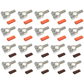 1/0 Gauge 10 Pairs Positive and Negative (+/-) Pure Copper Top Post Battery Cable Ends Terminal Connectors + Dual Wall Adhesive Heat Shrink Tubing - by WindyNation