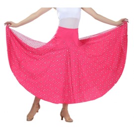 CISMARK Elegant Sequin Long Swing Tango Waltz Dance Skirt for Women Pink, One Size