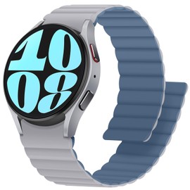 Anlinser Compatible with Galaxy Watch 7/6/5/4/FE Strap 44 mm 40 mm, Waterproof Sports Straps for Galaxy Watch 6 Classic 47 mm 43 mm/5 Pro 45 mm, Grey/Blue