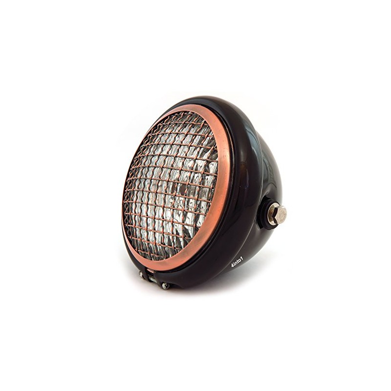 5.75" Bullet Side Mount Halogen Motorcycle Headlight w/Grill - Gloss