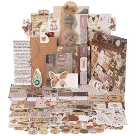 JOYCHOIC Aesthetic Scrapbooking Kit, Scrapbook Supplies Journaling Set, Large Collection for Bullet Junk Journal Materials, Vintage Paper Stickers DIY Arts Crafts Collage Decorative Beginners