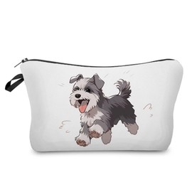 Livel lhood Cartoon Schnauzer Makeup Bag Cute Small Organizer Zipper Pouch Cartoon Schnauzer Cosmetic Bag Adorable Puppy Birthday Present for Dog Lovers Women Friends