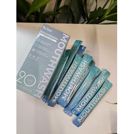Fresh Mint Mouthwash, Individual Mini Single Packet for Fresh Breath,Smart Packet Design to Reduce Travel Bottle Waste. 20 Packets, 15ml 0.5Fl.oz Per Pack Alcohol-Free