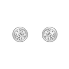 1/10 Carat Bezel Set Diamond Stud Earrings in 14K White Gold