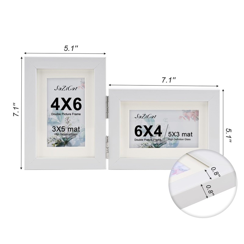 SaZiCat Double Hinged 4X6 Picture Frame with Real Glass-Tabletop or