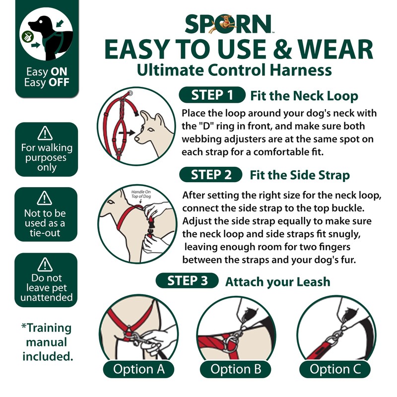 Sporn Ultimate Control Dog Harness Black Medium