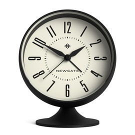 NEWGATE® 'Spheric' Retro semi-Dome Alarm Clock in Black Soft Touch Silicone Finish, and Silent Sweep Movement with Digital beep Alarm Sound. Ideal for Bedside, desks and mantels.