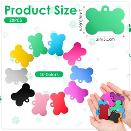 Classicseali 20pcs Dog Tag Blanks,Metal Blank Dog Tags for Engraving, Double-Sided Bulk Dogs Tags, for Dogs ID Tag, Cat Name, DIY Decorative Accessories, 10 Colors