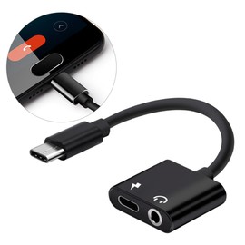 Gatuida 2pc Type-c to Audio Adapter Aluminum Alloy Headphone Adapter for Usb-c Devices Black Supports Music Playback Phone Calls for Charging While Listening