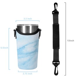 Beautyflier Neoprene Tumbler Carrier Holder Pouch for Stainless Steel Insulate Tumblers with Detachable Carrying Handle (Light Blue, Fits for 20 OZ)