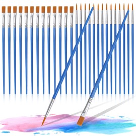 80 Piece Paint Brush Set, Nylon Acrylic with 60 Pieces Flat Brushes, 20 Pieces Pointed Watercolour Brush Set, Brush Painting Set for Watercolour Oil, Acrylic Paints, Miniatures, Nails, Model Making,