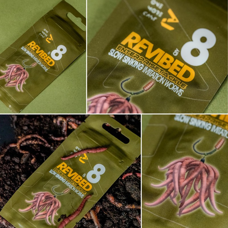 OMC Revibed Imitation Worms 8pcs - Artificial Fishing Worm Bait