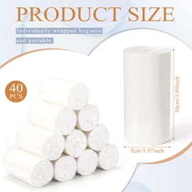 Maitys 40 Rolls Travel Toilet Paper Individually Wrapped, Travel Toilets Papers to Go Packs, Coreless Compact Soft Tissue for RV, Camping, Hiking, Backpacking, Outdoor Trips