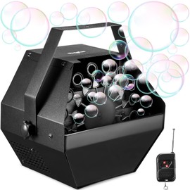 Theefun Bubble Machine: Remote Control 750ML Metal Bubble Blower Machine with High Output, Plug-in Automatic Bubble Maker Bubble Toys for Parties Wedding Birthday Indoor Outdoor Use with AC Adapter