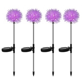 GOESWELL Solar Lights Outdoor Garden Decor:LED Dandelion Garden Lights Stake IP65 Waterproof for Patio Lawn Backyard Ground Wedding Party Christmas Pathway Decoration -4 Pack Colourful