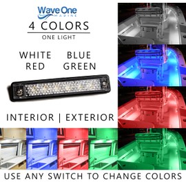 Wave One Marine 8" LED RGBW Surface Mount Courtesy Internal Driver Mount Boat Light | RV Accent | Interior Exterior Deck Transom Cockpit T Top | Waterproof IP67