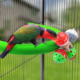 FrgKbTm U Shape Parrot Perch Stand Toy Bird Platform Sand Paw Grinding Clean Stick Exercise Conure Budgie Cockatiel Cage Accessories (Green-Rotate)