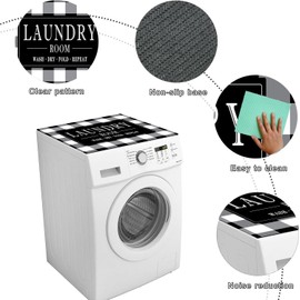 Washer and Dryer Covers for the Top,Non-slip Dryer Top Protector Mat,23.6" x 19.7" Dust-proof Washing Machine Cover, Washer Dryer Top Covers for Laundry Room Kitchen (black-07, 23.6" x 19.7")