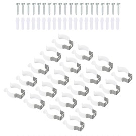 Boxonly T8 U Clips Holder Bracket for LED Light Bulb Mounting Bracket Support Stainless Steel Fluorescent Tube Holder Screw Pipe Clamps Spring Holder Tool Clips White Pack of 20