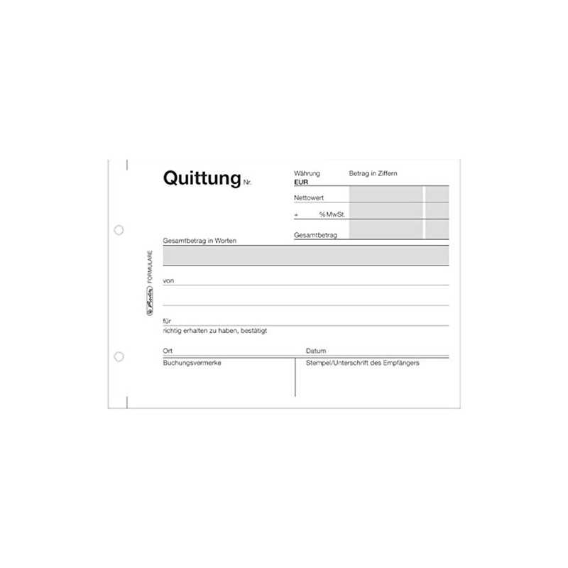 Herlitz 886606 Receipt Book A6, 50 sheets, Pack of 10