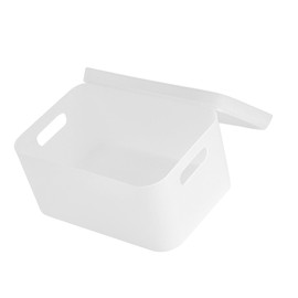 ANKROYU Desktop Cosmetic Organizer Plastic Frosted Clear with Lid Makeup Storage Box for Bedroom Durable Stylish Transparent Design Keep Your Cosmetics Neat and Organized (S Size 6 Compartments) (L