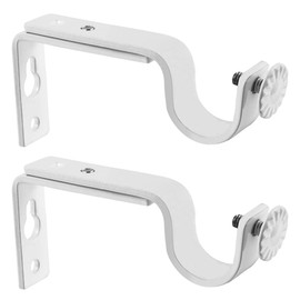 OUNONA 2pcs Curtain Rod Bracket Metal Window Curtain Ceiling Hanging Holder Curtain Rod Support with Screws Adjustable (White)