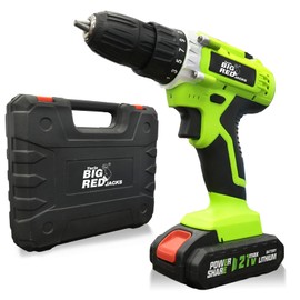 BIG RED LL-02 Torin 21V Cordless Power Drill Set: 3/8"Keyless Chuck, 2 Variable Speed, 25+1 Position, Electric Drill for Drilling and Screwing