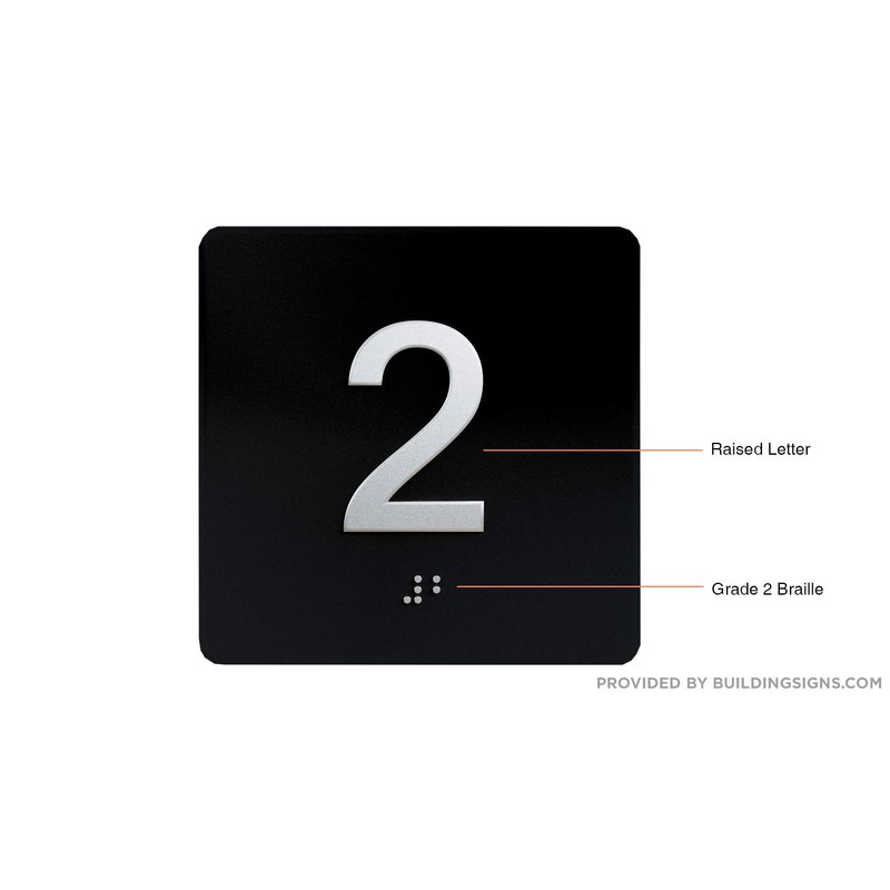 2nd Floor Elevator Jamb Plate sign With Braille and raised