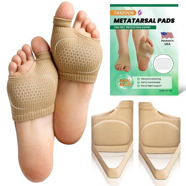 TASZOOS Metatarsal Pads for Women & Men - Non-Slip Ball