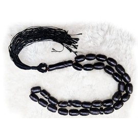 Islamic Prayer Beads, 33 Black Beads Tasbih Tasbeeh with Tassel, Ramadan Eid Gift
